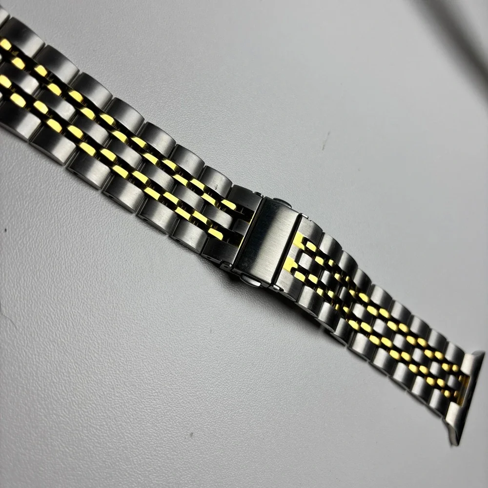 Two Tone Silver‎ Gold Stainless Steel Jubilee Link Band for Apple Watch